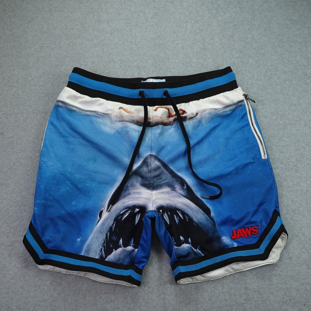 Shoe Palace x Jaws Shorts Mens Large Blue Graphic Movie Mesh Basketball